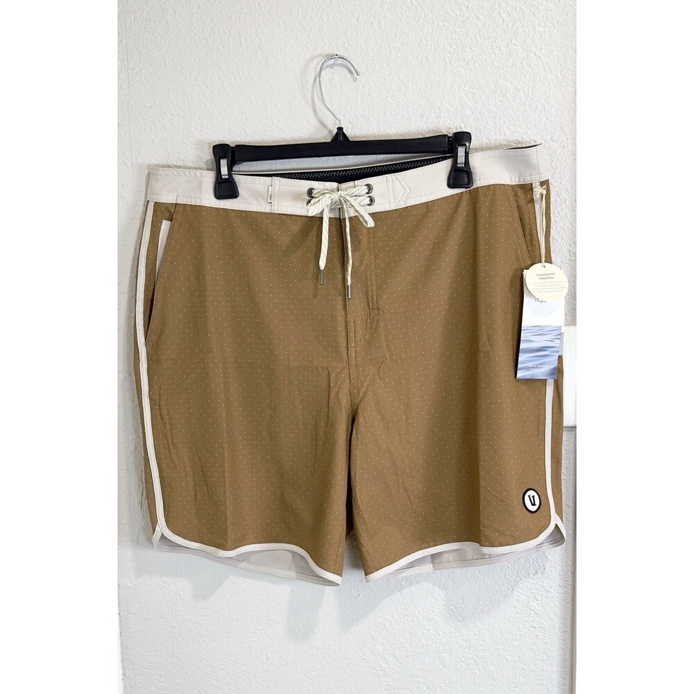 Vuori Cruise Boardshort Men 34 Bronze Micro Dot Stretch Swim Surf Shorts NWT